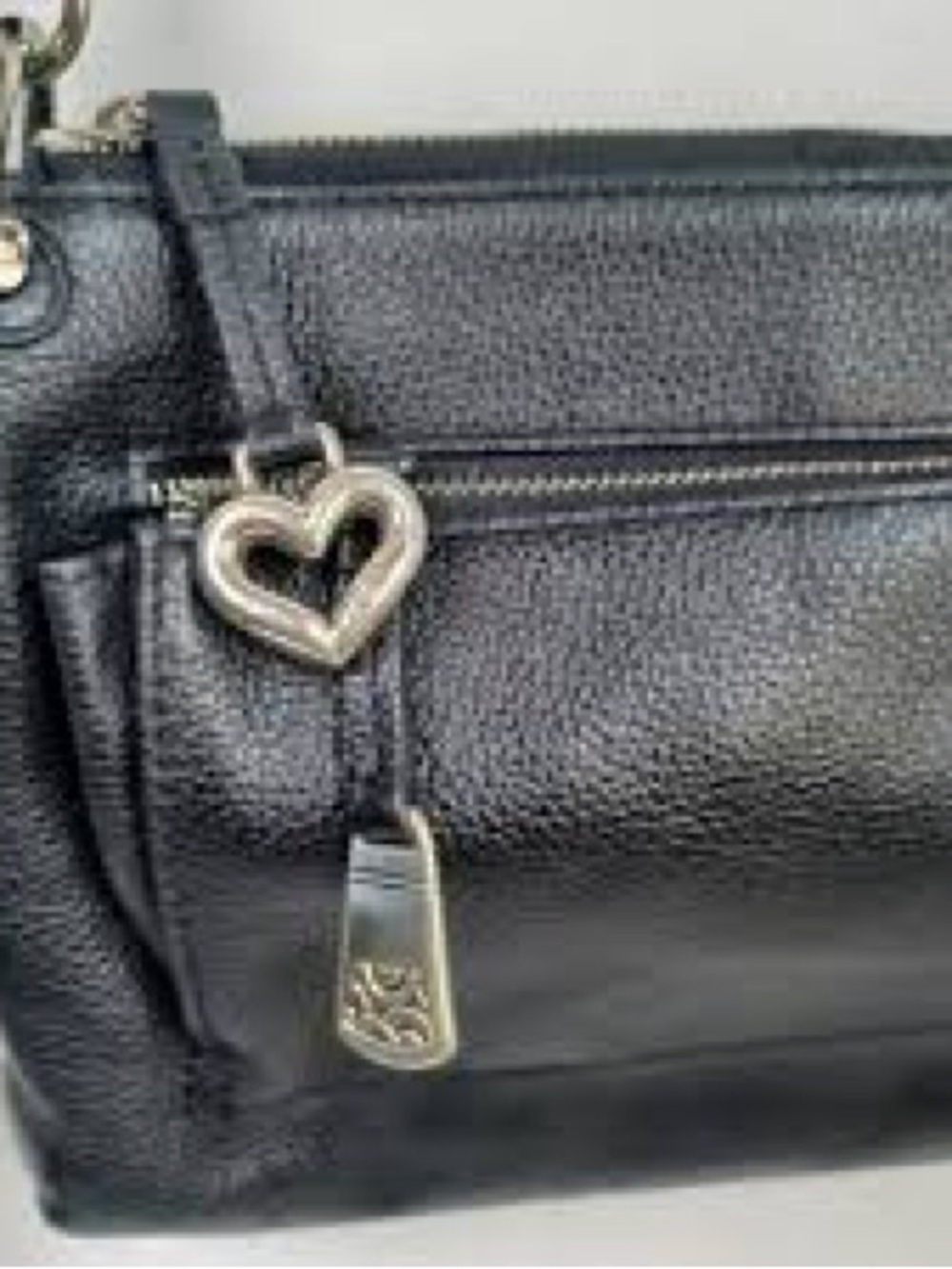 Brighton Black Women's Leather Shoulder Bag with Heart Charm